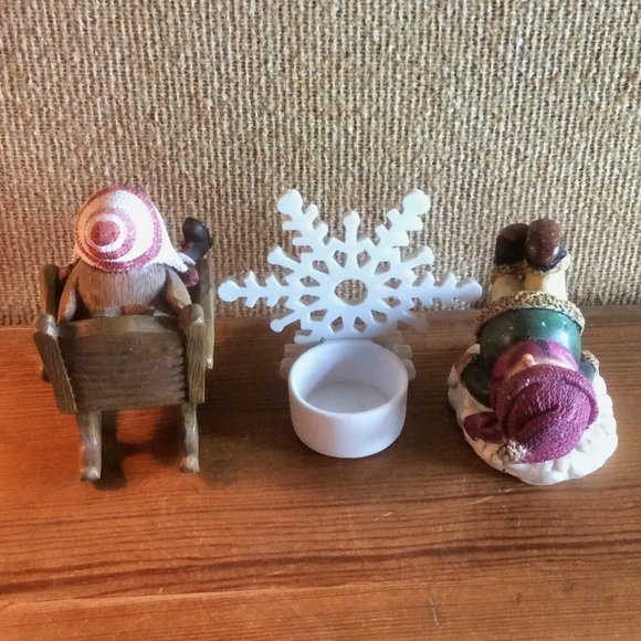 Snow Bird Snow Man Snowflake Winter Figurine Set Snowy Decor Lot - Picture 3 of 5